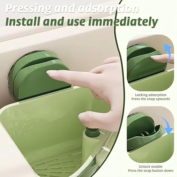 Corner Sink Strainer,Sink Strainer Basket,2026 New Upgraded Suction Cup Press Sink Drainer Basket,Food Drainer for Sink,Practical Corner Kitchen Sink，Sink Ccorner Strainer Helper (Green)