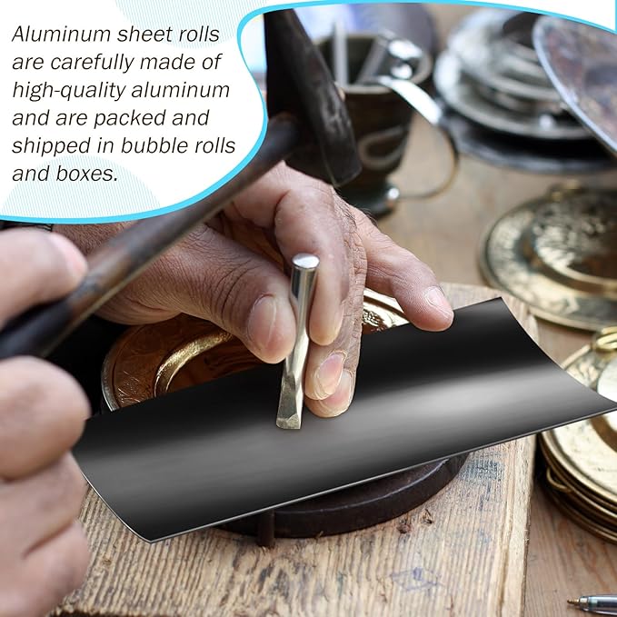 1 Roll Aluminum DIY Crafts Foil 12 Inch x 20 ft x 0.1 mm Thick for Art Project Aluminum Metal Flashing Roll Wide Sheet Multipurpose Metal Sheets for DIY and Crafting Projects (Black)