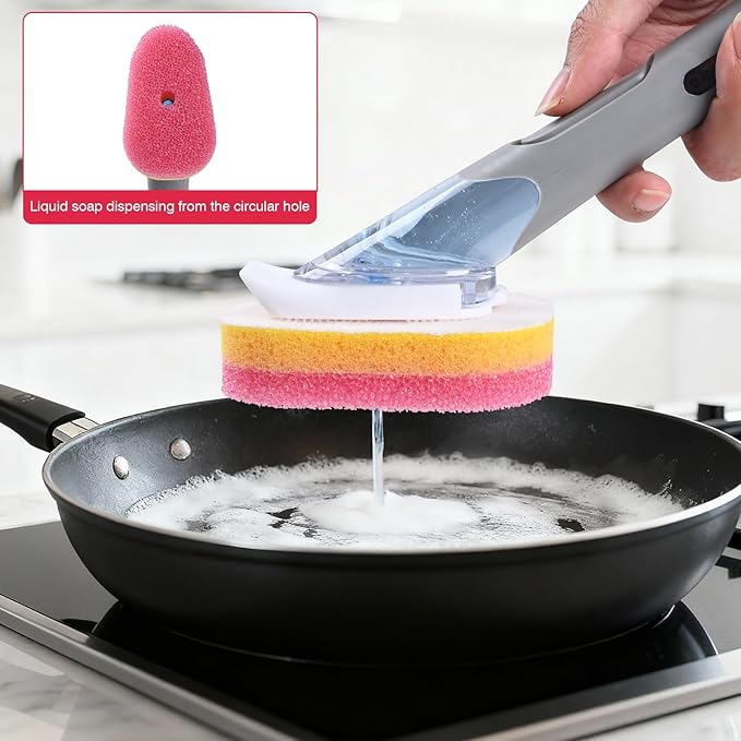 20 Packs Dish Wand Sponge Refills for Dish Daddy Pink