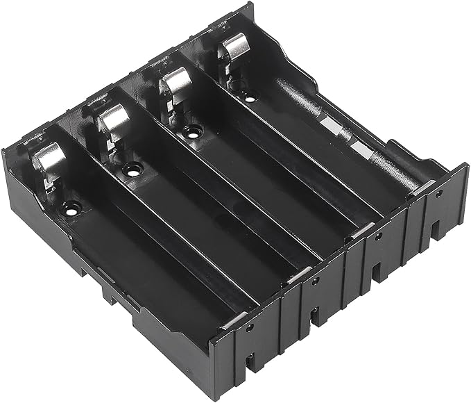 18650 Battery Case Holder 4 Slots X 3.7V 18650 Battery Storage Box, in Parallel Black Plastic Batteries Clip Box with Pin for DIY Parallel or Series Circuit PCB Projects (6pcs ABS 4 Slots)