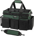 Wearable Cleaning Caddy Bag, Cleaning Caddy Supplies Organizer with Handle & Shoulder Straps for Housekeepers, Under Sink & Car Cleaning Tool Organizers with 4 Foldable Divider (TreeGreen)