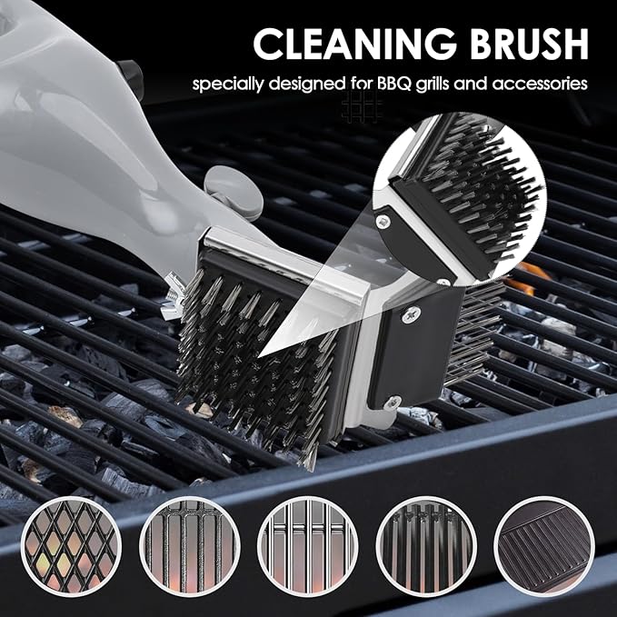 Portable Steam Grill Brush, Portable Stainless Steel BBQ Cleaner for Cast Iron, Ceramic Grills for Outdoor