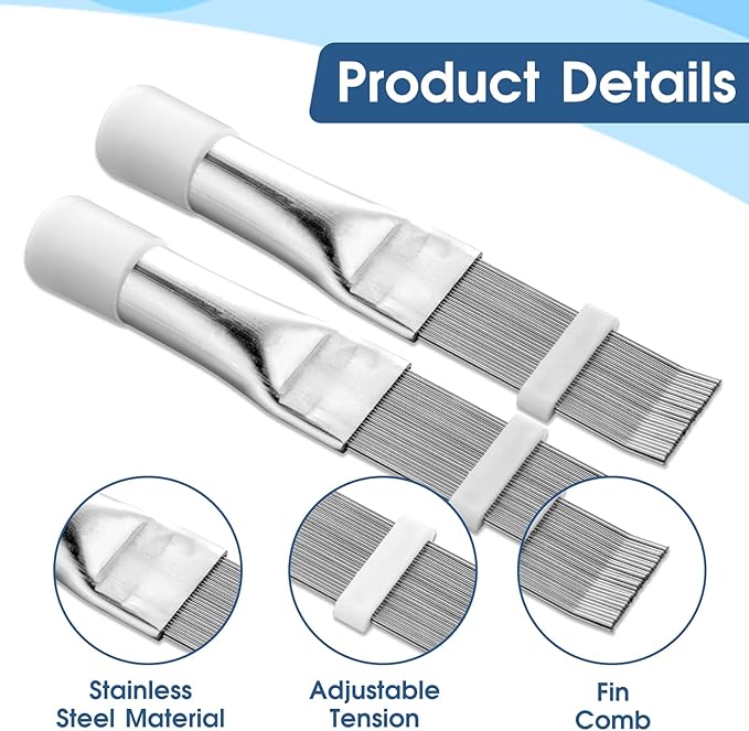cobee 2 Pcs Air Conditioner Fin Comb, AC Fin Comb Straightener Cleaner Coil Brush, Adiator Fin Cleaning Refrigerator Tool, Evaporator Radiator Repair Clean Tool