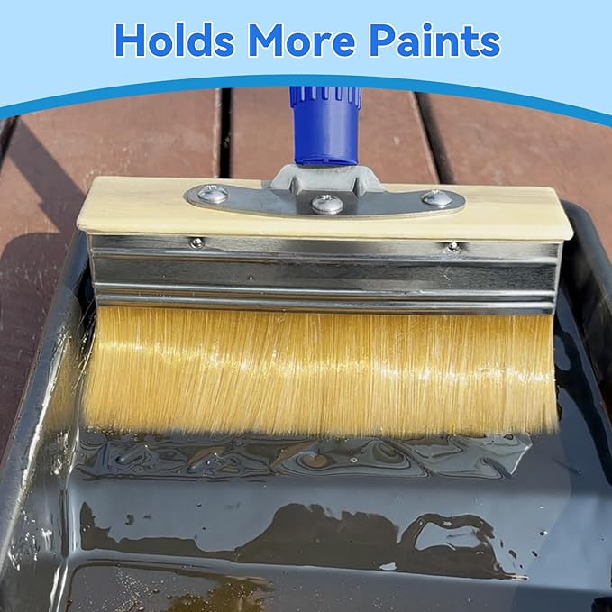 7" Deck Stain Brush Applicator with 60" Long Handle, 3" Paint Brush Included for Woodstains, Oils, Decking, Decking Stains, Deck Coatings, Fence Wall Furniture Paints