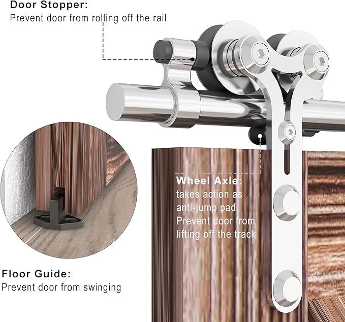 TSMST 9.6FT Sliding Barn Door Hardware Kit, Stainless Steel Heavy Duty Sturdy Barn Door Track for Single Wood Door, Slide Smoothly Quietly (Y Style)