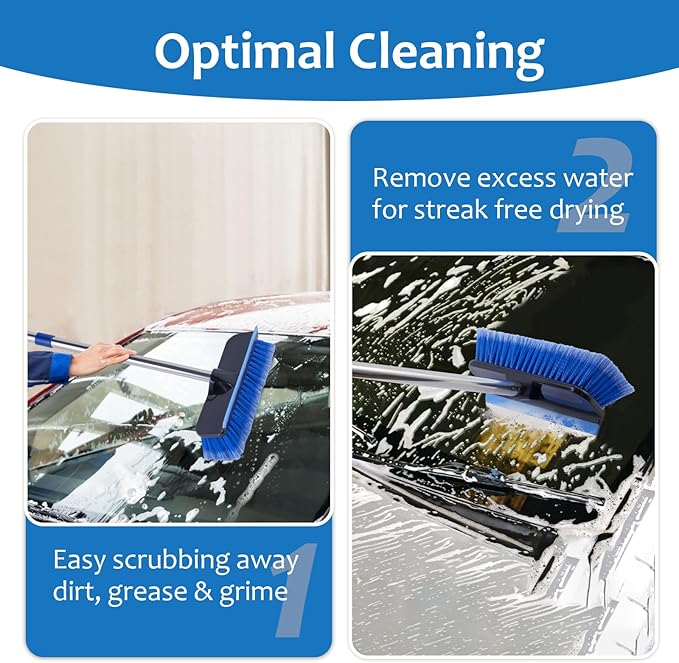 60" Car Wash Brush with Long Handle, Soft Bristle Car Washing Brush Cleaning Brushes for Washing Exterior of RV, Truck, Boat, Solar Panel