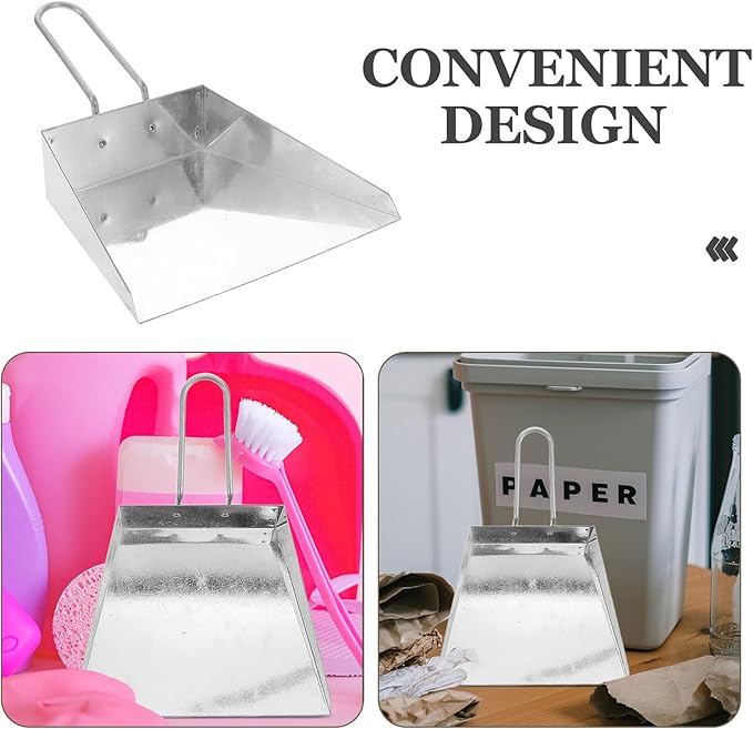 Toyvian Stainless Steel Handheld Dustpan Mini Flat Heavy Duty Tabletop Garbage Shovel for Kitchen Office Car Cleaning