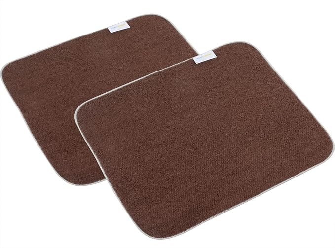SINLAND Microfiber Dish Drying Mat Super Absorbent Dish Drying Pad for Kitchen Counter, Mat for Countertops or Sinks 16Inch X 18Inch Brown 2 Pack