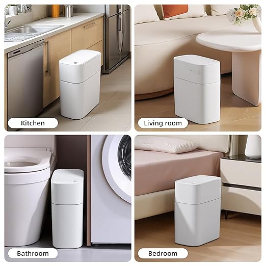 3.5 Gallon Slim Automatic Trash Can for Bathroom,Touchless Diaper Trash Can with Trash Bag Auto-adsorption Technology,Motion Sensor Diaper Garbage Bins for Bedroom Office Kitchen Toilet