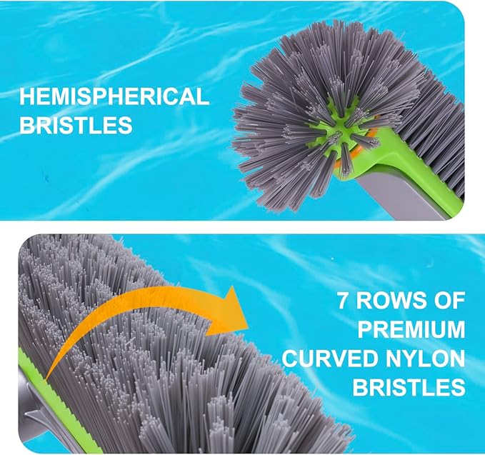 Sepetrel Pool Brush Head for Cleaning Walls,Heavy Duty Inground / Above Ground Swimming Pool Round Scrub Brushes with Premium Strong Bristle & Reinforced Aluminium Back,Grey