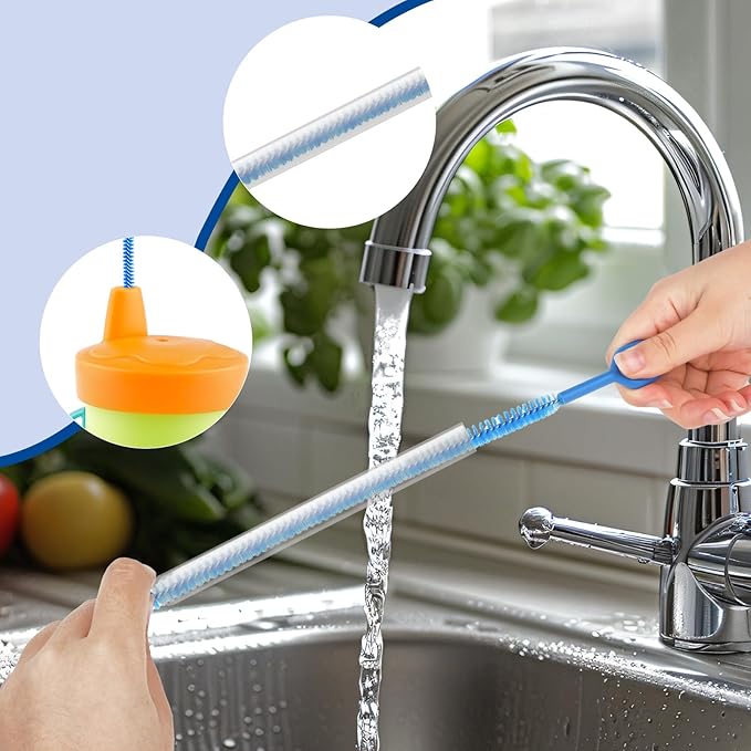 6pcs 12.4in Extra Long Straw Brushes for Stanley, 4 Diameters Full Bristles Coverage Straw Cleaner Brushes Reusable Cleaning Accessories for Tumbler Sippy Cup Bottle Tube(Blue)