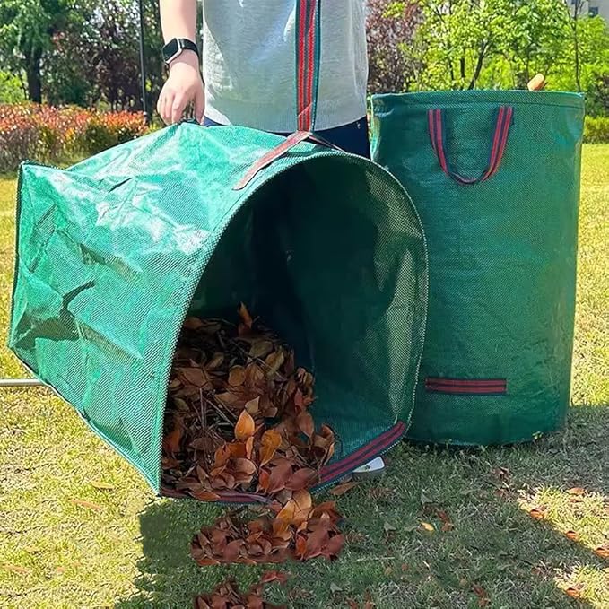 2 Pack Garden Leaf Bags 72 Gallon for Debris, Foldable Yard Waste Reusable Lawn Bags,Large Dustpan-Type with Gloves for Grass Clippings,Collapsible Trash Can for Outdoor Cleanup (72 Gallons)