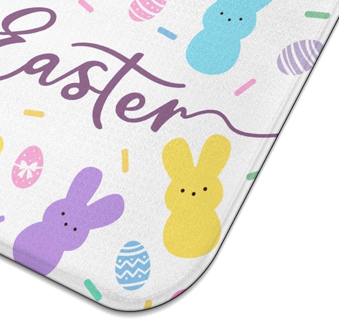 Happy Easter Dish Drying Mat for Kitchen Counter,Cute Bunny Microfiber Drying Mat,Washable Absorbent Kitchen Countertop Dish Mat Drain Pad 16×18 Inch