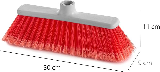 MAYA Poppy Broom - Soft and Efficient Sweep for Indoors - Lightweight and Sturdy Design (Red)