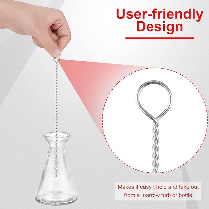 Reusable Straw Cleaning Brushes Bottle Test Tube Long Straw Cleaning Brush Nylon Washing Tool Reusable Bottle Brush in Different Size (White and Red)