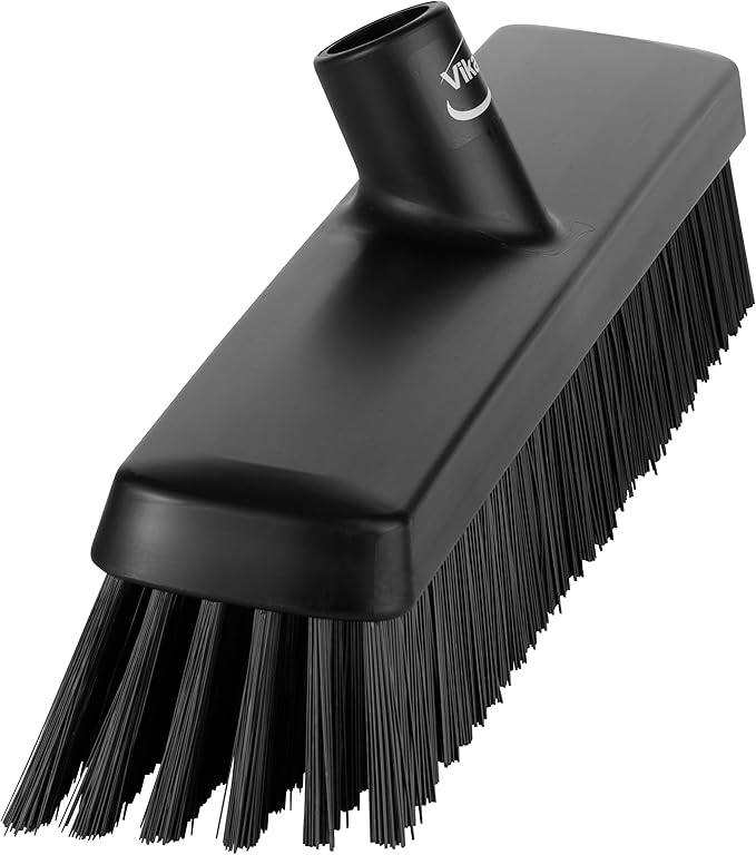 Vikan 31759 16" Heavy-Duty Push Broom, Soft/Stiff, Black