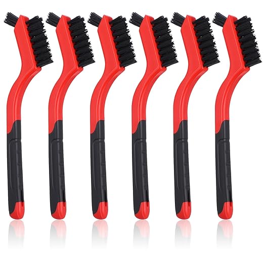 6 Pack Nylon Brush for Cleaning Small Cleaning Brushes Mini Nylon Brush Set for Clean Dust in Holes Non Scratch Nylons Bristles Car Detailing Brushes for Tight Space Delicate Surfaces Daily Clean