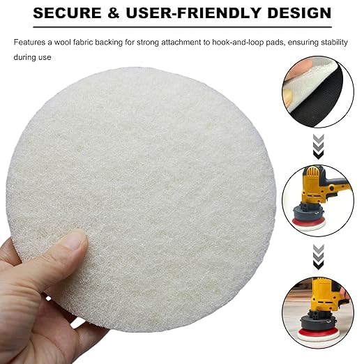 10 Pack 6 Inch Multipurpose White Scrubber Scouring Pads Flocking Scuff Pads -Hoop and Loop Scuff Pads Conditioning Discs Polishing Pad for Furniture Automotive Cleaning, Rust Removal (2000 Grit)
