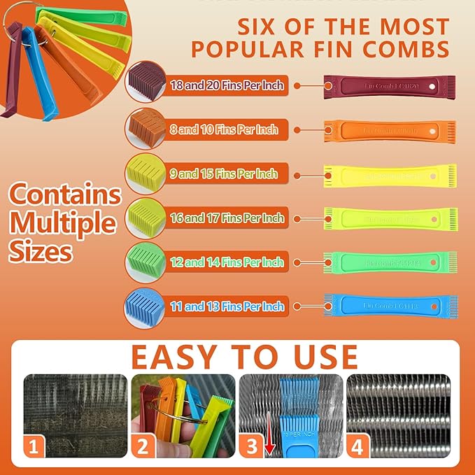 10 Piece Air Conditioner Fin Comb Cleaning Kit AC Coil Cleaning Brush Condenser Fin Straightener Radiator Repair Cleaning Tools Air conditioner, refrigerator, evaporator and radiator repairs