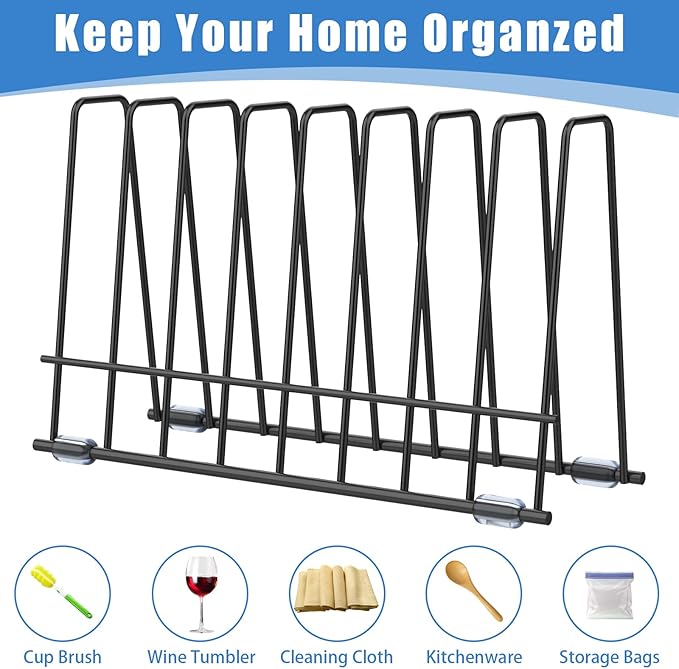 AKAZA 2 Pack Reusable Bags Drying Rack-Multiple Kitchen Storage Organizer for Plastic, Gallon, Snack, Sandwich Bags, Desktop Book Shelf, Dresser Storage Rack (Black)