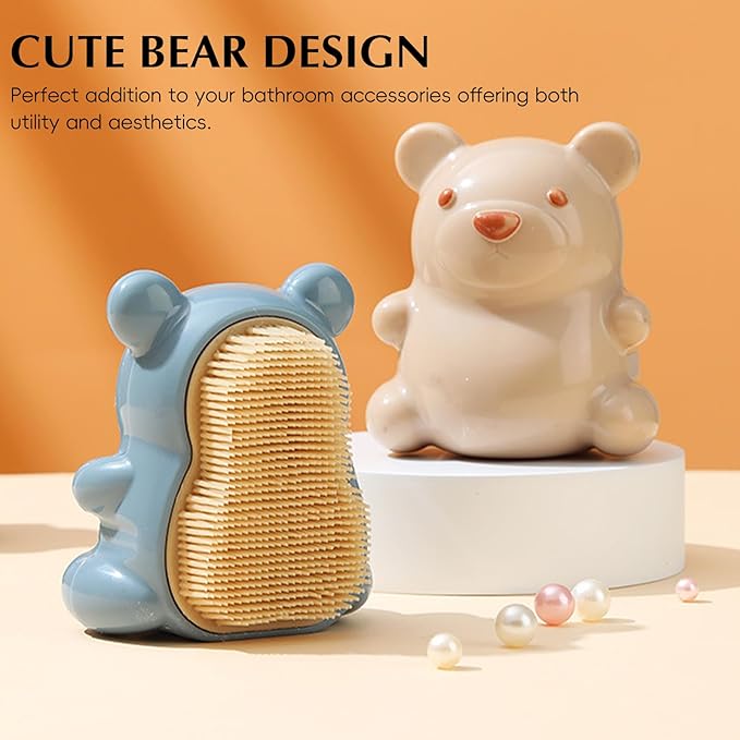 Bear Fingernail Brush, Kids Nail Brush with Soft Bristles - Nail Cleaning Brushes for Hand, Toes for Children, Women and Girls (Beige)
