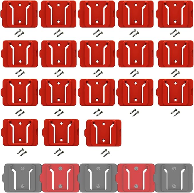 Battery Holder for Milwaukee M18 18V Battery (No Battery), 18Packs Wall Mount Batteries Storage for Wall, Work Van, Shelf, Toolbox