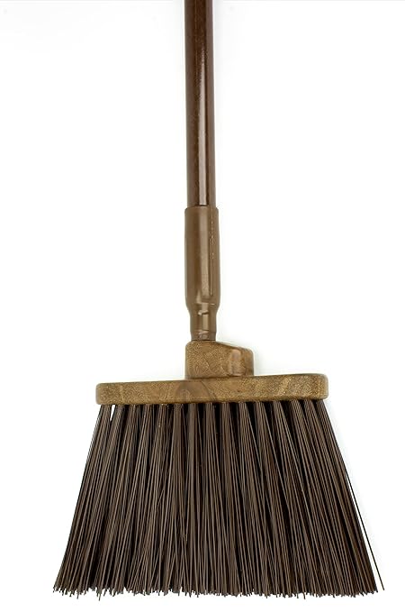 SPARTA 41083EC01 Plastic Color Coded Broom, Unflagged Bristles, Long Broom With Angled Head For Small Debris Cleaning, 56 Inches, Brown