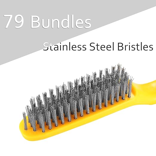 Stainless Steel Wire Brush 2 Pcs, 79 Bundles of bristles, 10.5" Plastic Contoured Handle, Heavy Duty Scratch for Cleaning Rust Dirt Before Welding, Dust and Paint Scrubbing (LWH-2SP)