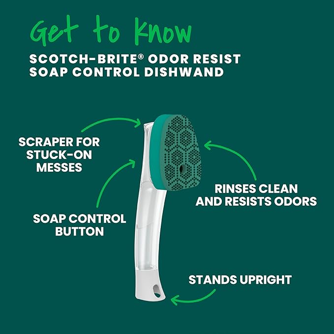 Scotch-Brite Soap Control Odor Resist Heavy Duty Dishwand , 4 each/case