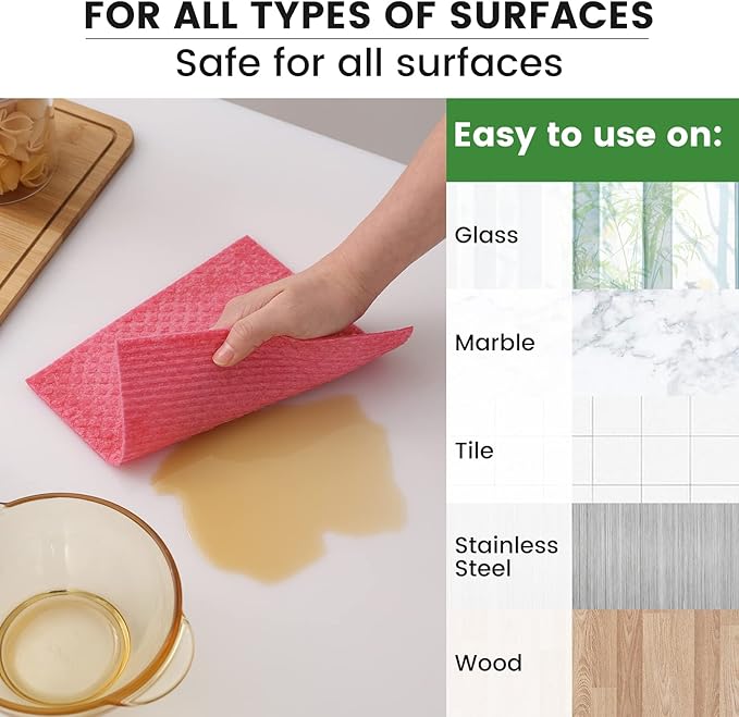 Homaxy Swedish Dishcloths for Kitchen, 6 Pack Reusable and Washable Cellulose Sponge Cloths Dish Towels, Absorbent and No Odor Paper Towels for Dishes ＆ Counters, Assorted