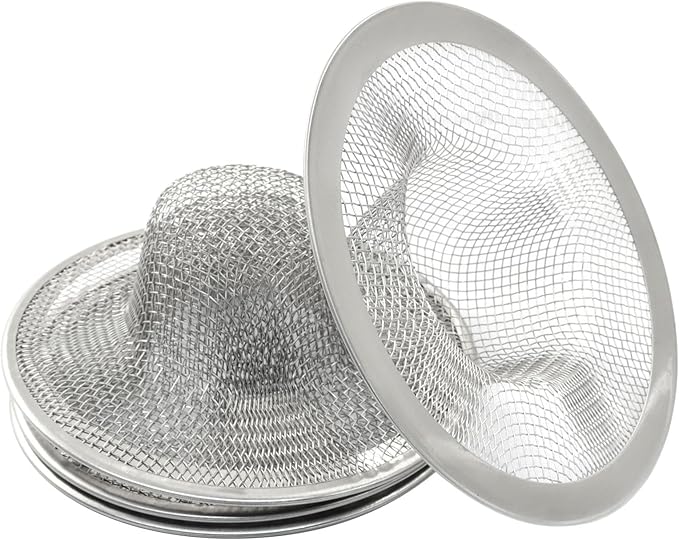 4 Pack Heavy Duty Stainless Steel Kitchen Sink Strainer, 3.54" Top / 1.65" Mesh Slop Basket Filter Trap, Utility Drain Hole for Kitchen Sink/Bathroom Bathtub Wash basin Floor drain Balcony