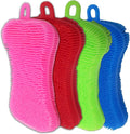 Silicone Dish Sponge - Dishwashing Kitchen Scrubber - Double Sided Sponge Brush - Multipurpose & Reusable Silicone Dish Sponges for Dishes, Fruits & Vegetables Cleaning - (Pack of 4)