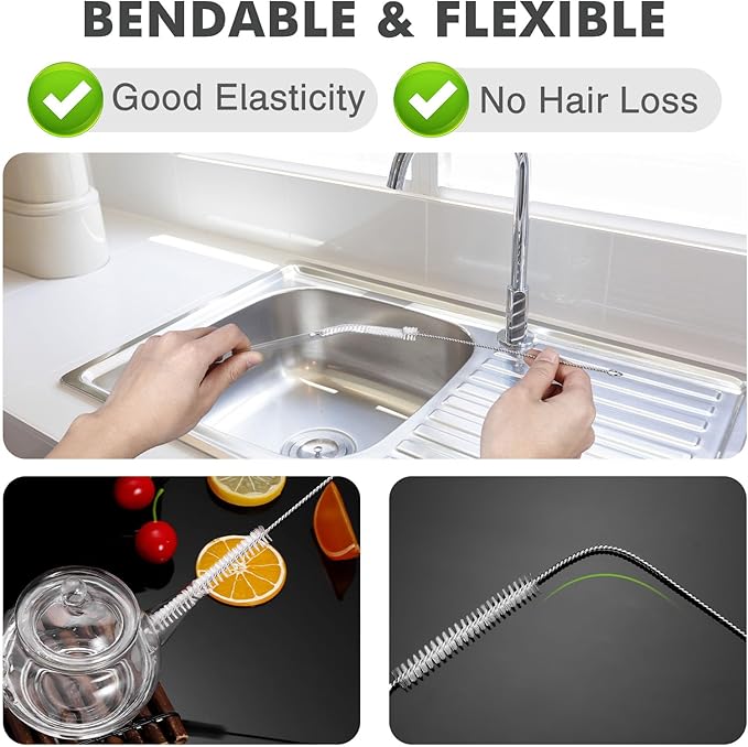 10Pcs Straw Cleaner Brush, Reusable Metal Handles Straw Cleaner Brush Extra Long for Stanley Mug 40, 30, 20 oz, 10mm 20mm Wide for Sippy Cup, Water Bottle and Tubes Pipe