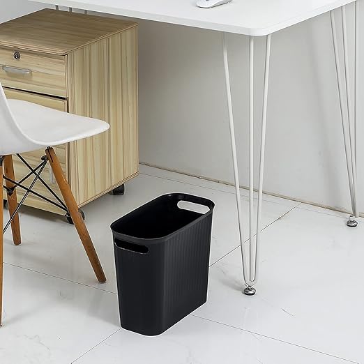 rejomiik Bathroom Small Trash Can Slim Garbage Can Wastebasket 3.5 Gallon Plastic Trash Bin Container for Bedroom, Home, Office, Dorm Room, Kitchen, 2 Pack Black