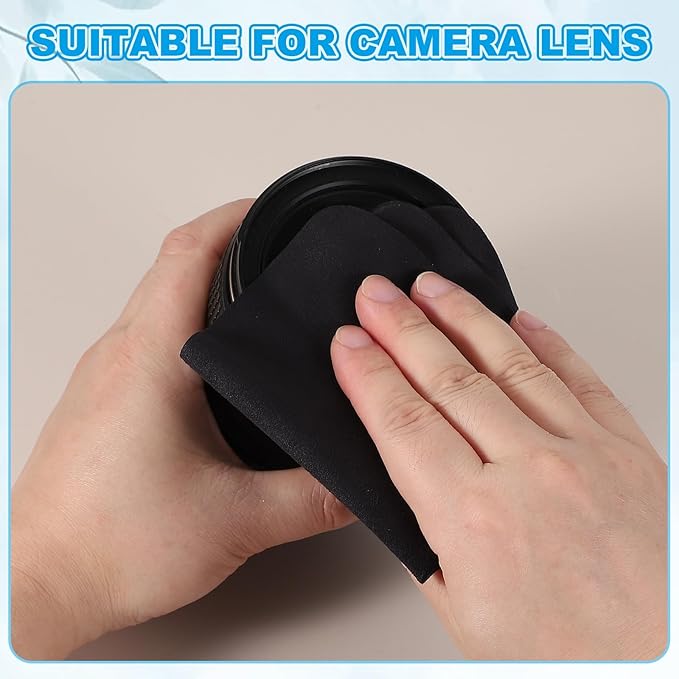PATIKIL Glasses Cleaning Cloth 7.9" x 7.9", 6 Pcs Microfiber Eyeglasses Cleaner Cloths Soft Suede Wipe Screen for Camera Len Eyeglass Screens Phones Smart Devices, Black