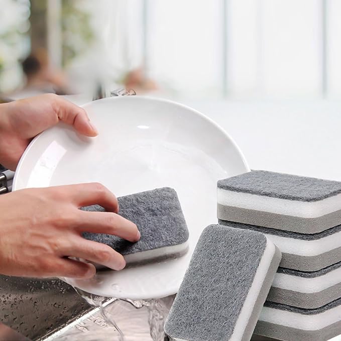 Kitchen Cleaning Sponges, 6 Pack Heavy Duty Scrub Sponges Cleans Fast Non-Scratch Sponge for Washing Dishes and Cleaning Kitchen (Grey)