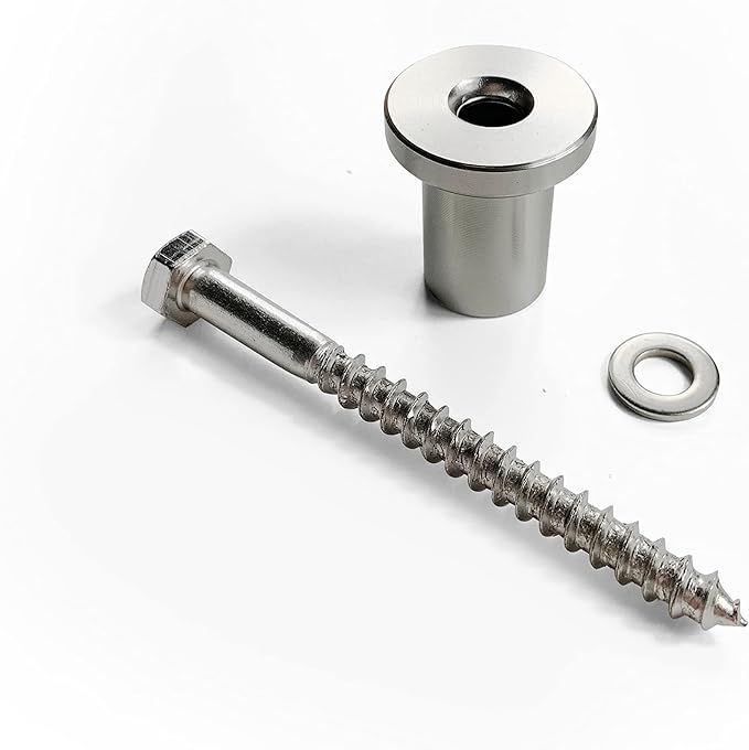 Homacer Sliding Barn Door Hardware Brushed Nickle 1 3/8“ Spacer, Washer and Lag Bolt Set-Set of 3