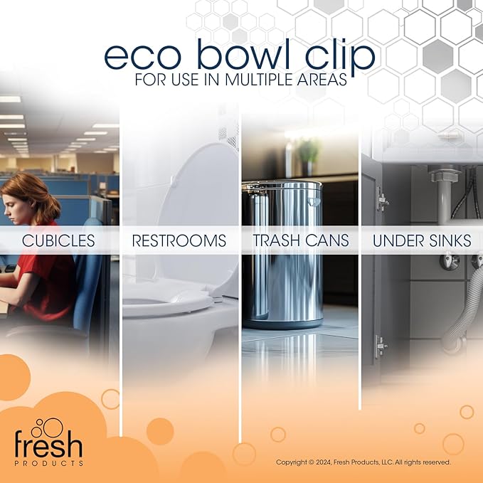 Fresh Products Eco Bowl Clip Air Freshener Versatile Design Toilet Freshener Trash Freshener Chemical Free Natural Oils Discreet Lasts 30 Days Made in the USA Spiced Apple 12 pk