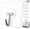 GLUIT Adhesive Wall Hooks for Hanging Heavy Duty 22 lbs Hooks for Walls No Damage, Towel Sticky Clear Hooks, Waterproof, Home, Bathroom, Kitchen, Office, and Outdoor, 40 Pack