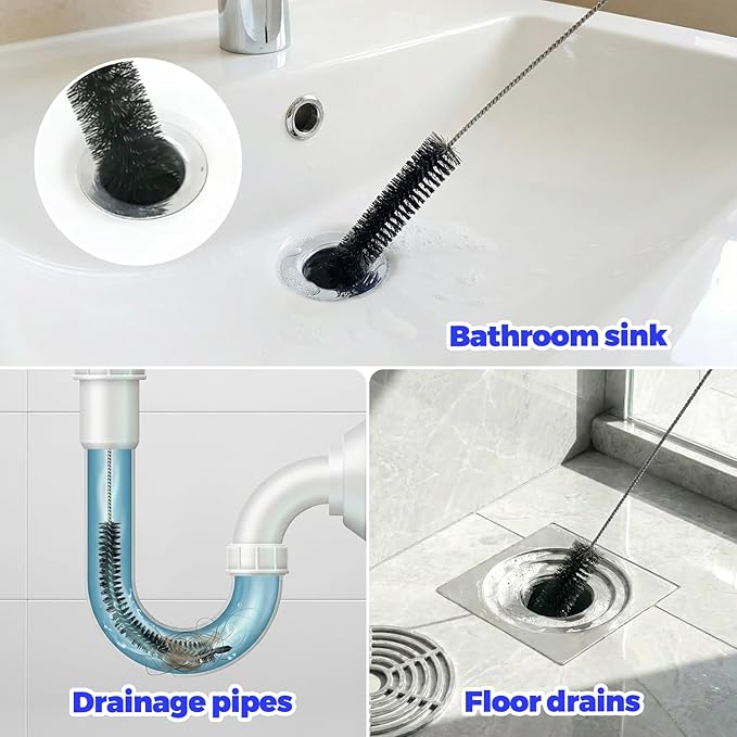 Holikme Dryer Vent Cleaner Kit - 5 Piece Flexible Snake Tool for Lint Removes&Sewer Set Brush Clog Remover,for Toilet, Kitchen Sink, Bathroom Bathtub,Long Drain Brush