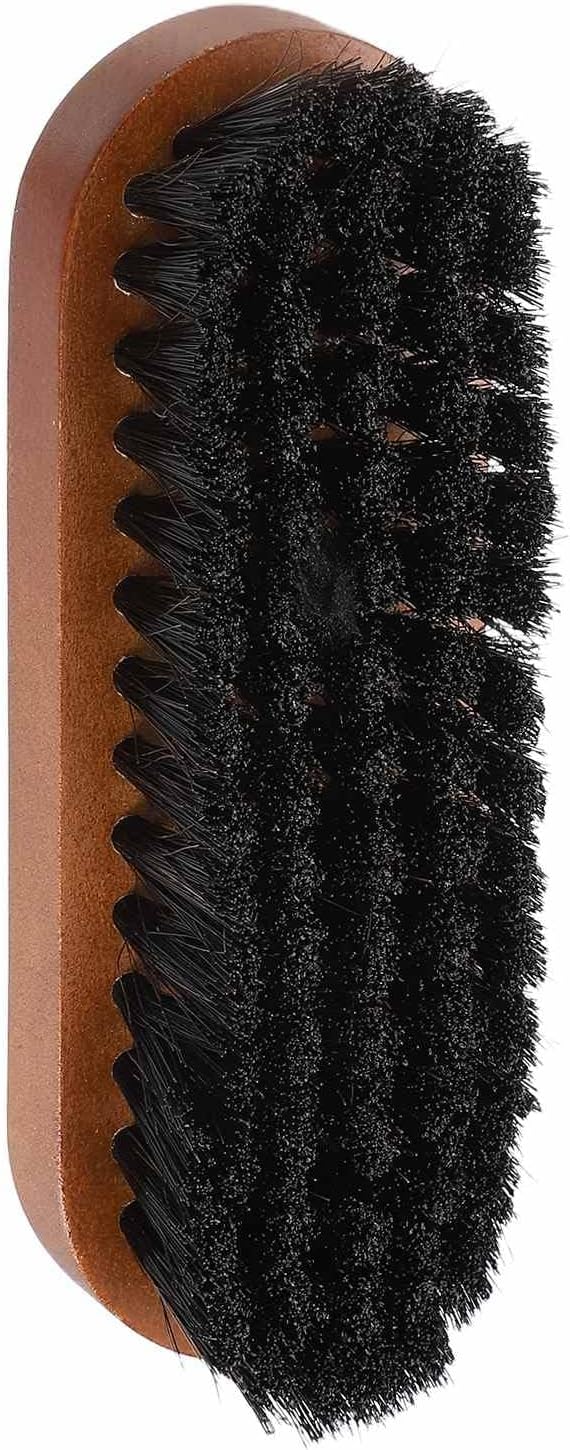 HARFINGTON Shoe Cleaning Brush 5"x2" Beech Wood Horsehair Boot Polish Brushes for Leather Shoes Boots Cloth Cleaner, Black Wood