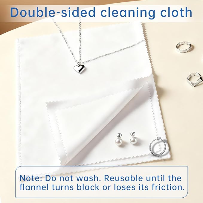 CLWBO 4PCS Silver Polishing Cloth, Jewelry Cleaning Cloth 10'' x 12'', Silver Cleaning Cloth Keeps Jewelry Clean and Shiny, Jewelry Polishing Cloth for Gold, Silver, and Platinum Jewelr