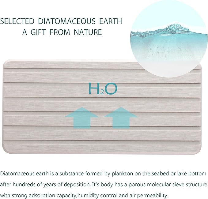 2 PCS Water Absorbent diatomite Coasters, 8.3" x 4" Water Absorbing Stone Tray for Sink, Stone Drying mat for Kitchen Counter, Stone soap Tray Used for Hand Soaps & toiletries & Plants