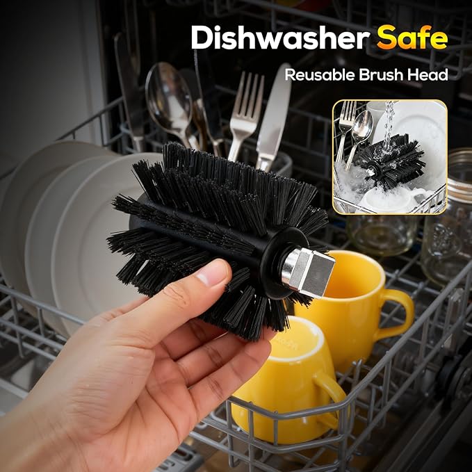21V Electric Grill Brush, Heavy-Duty Cordless BBQ Cleaner with Stainless Steel Bristles, 90-Min Runtime，LED Light, Dishwasher Safe Head for Gas & Charcoal Grills