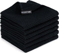 BOOMIBOO 6-Pack Kitchen Dish Cloths, 100% Cotton Waffle Weave, Ultra Soft Absorbent, Quick Drying Dish Towels, 12x12 Inches, Black