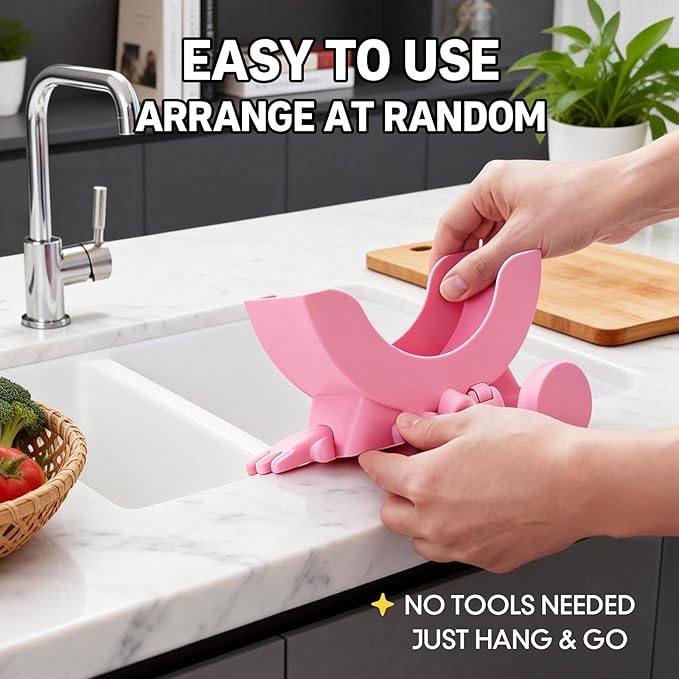 Cute Hanging Sponge Holder with Drainage, Peeing Scrub Sponge Holder, Ponge Holder for Kitchen Sink, Funny Sponge Stand for Kitchen Sink, 3D Printing Countertop Sponge Holders (Blue)