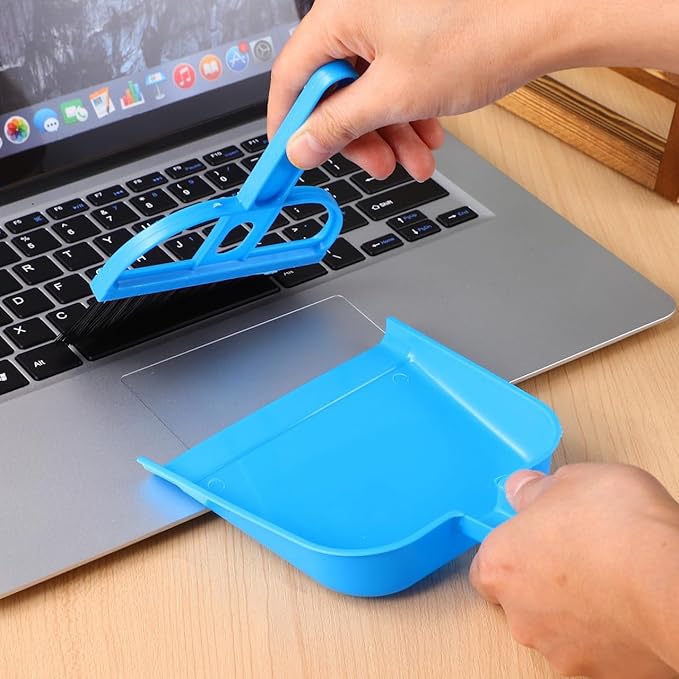 Healifty Mini Broom and Dustpan Set Small Handheld Sweeper Combo with Hanging Holes for Home Office Car Sofa and Pet Cage Cleaning Compact Cleaning Tool 7.67X5.11X1.02 Inches
