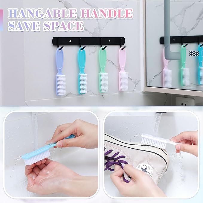 Patelai 15 Pieces Nail Brush Handle Grip for Cleaning Fingernails Toes Scrub Manicure Pedicure(Macaron Colors)