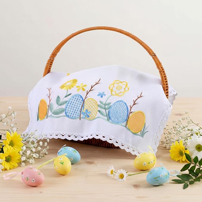 Tegeme Easter Orthodox Pascha Basket Cover Table Decoration Easter Religious Gift 18.5" x 15" Embroidered Cloth with Христос Воскрес Large Cloth Communion Prosphora Greek Christian Altar
