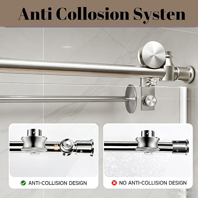 Frameless Shower Door, 56-60" W x 75" H 5/16" 8mm Glass Sliding Shower Doors with Explosion-Proof Film, Shower Doors for Walk in Shower with Tempered Glass Stainless Steel Hardware, Brushed Nickel